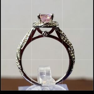 Pink Sapphire Solitare Halo Ring